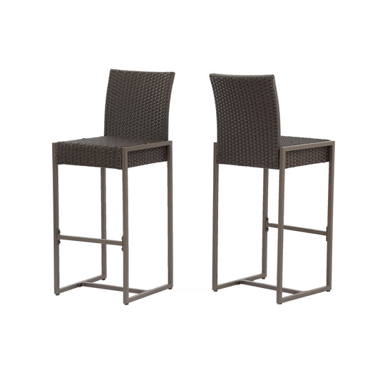 Outdoor Barstool with Hand Crafted Details, Dark Brown