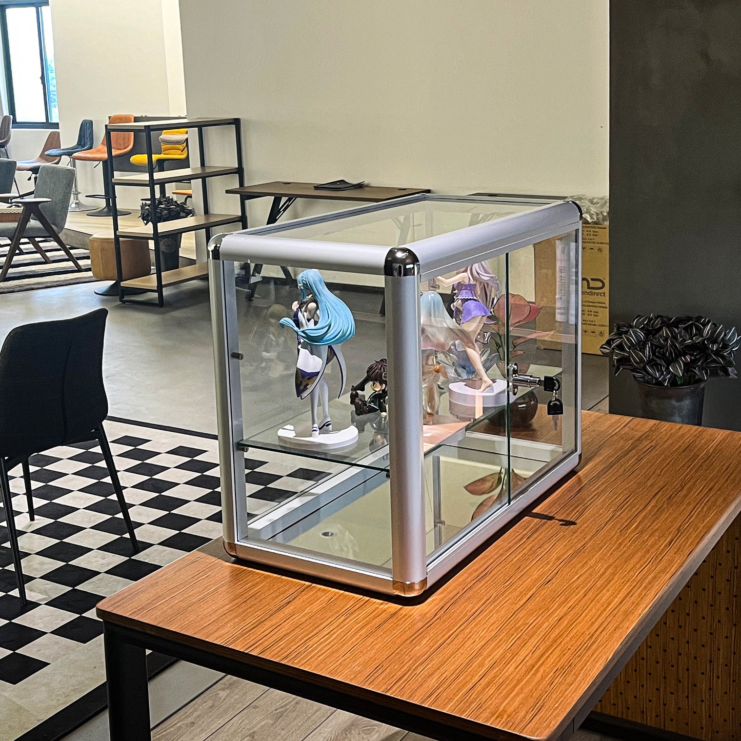 Tempered Glass Counter Top Display Showcase with Sliding Glass Door and Lock,Standard Aluminum Framing with Sliding Glass Door and Lock-display cabinet