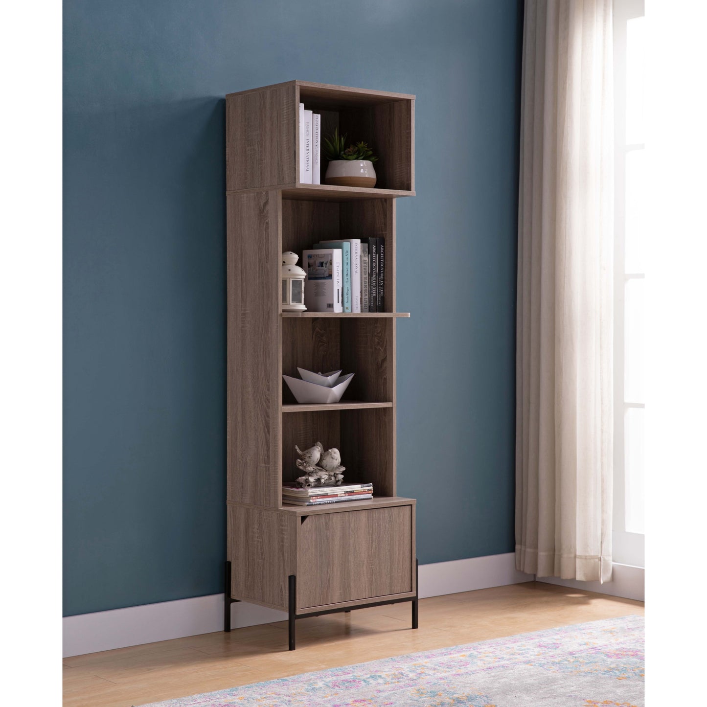 Bakers Rack, Kitchen Display Storage Cabinet Dark Taupe