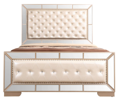 Stylish Contemporary King Bed In Pearl Finish