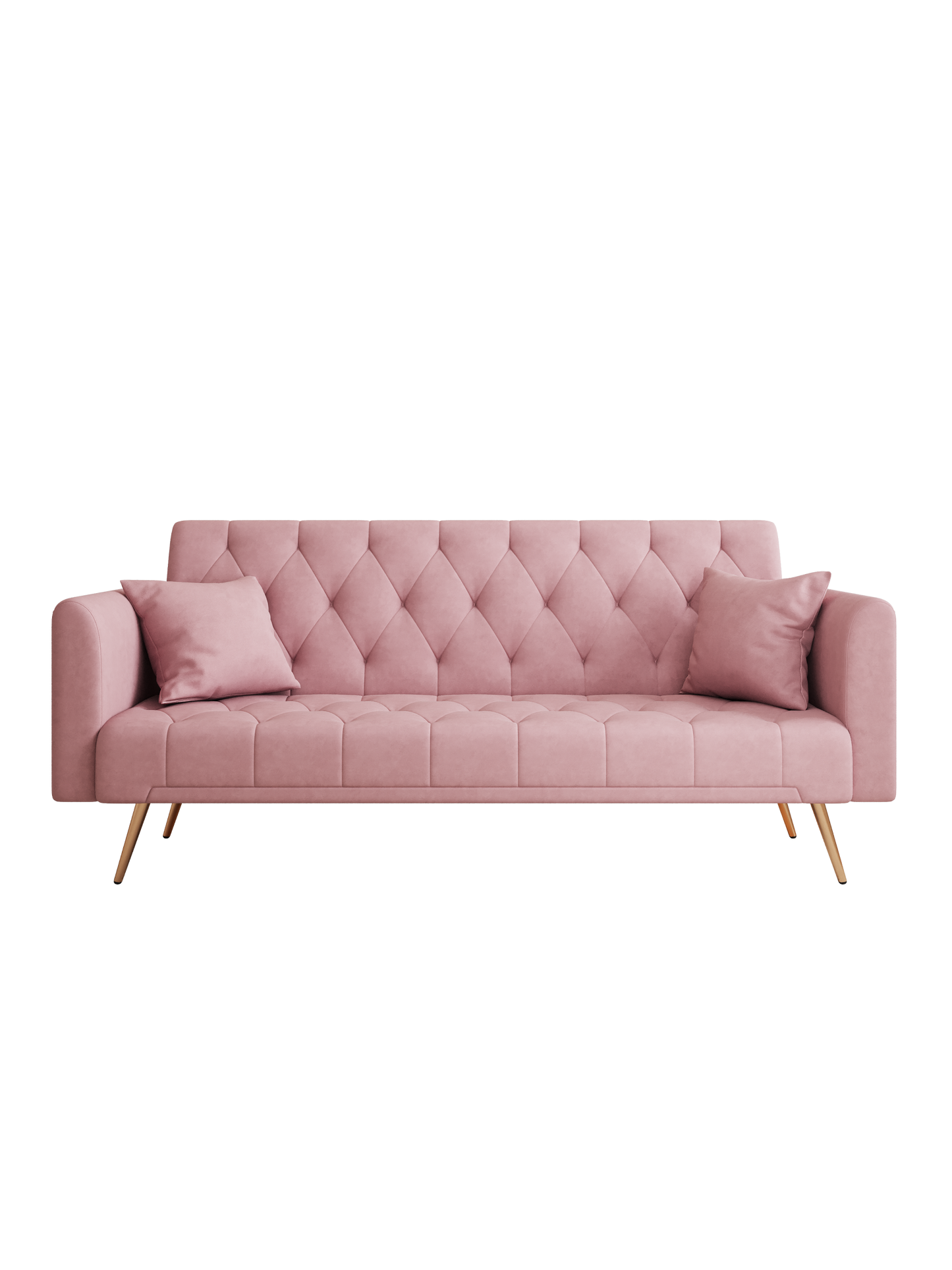 71 inch convertible love seat sofa, American retro pink velvet, suitable for small living room, bedroom, office