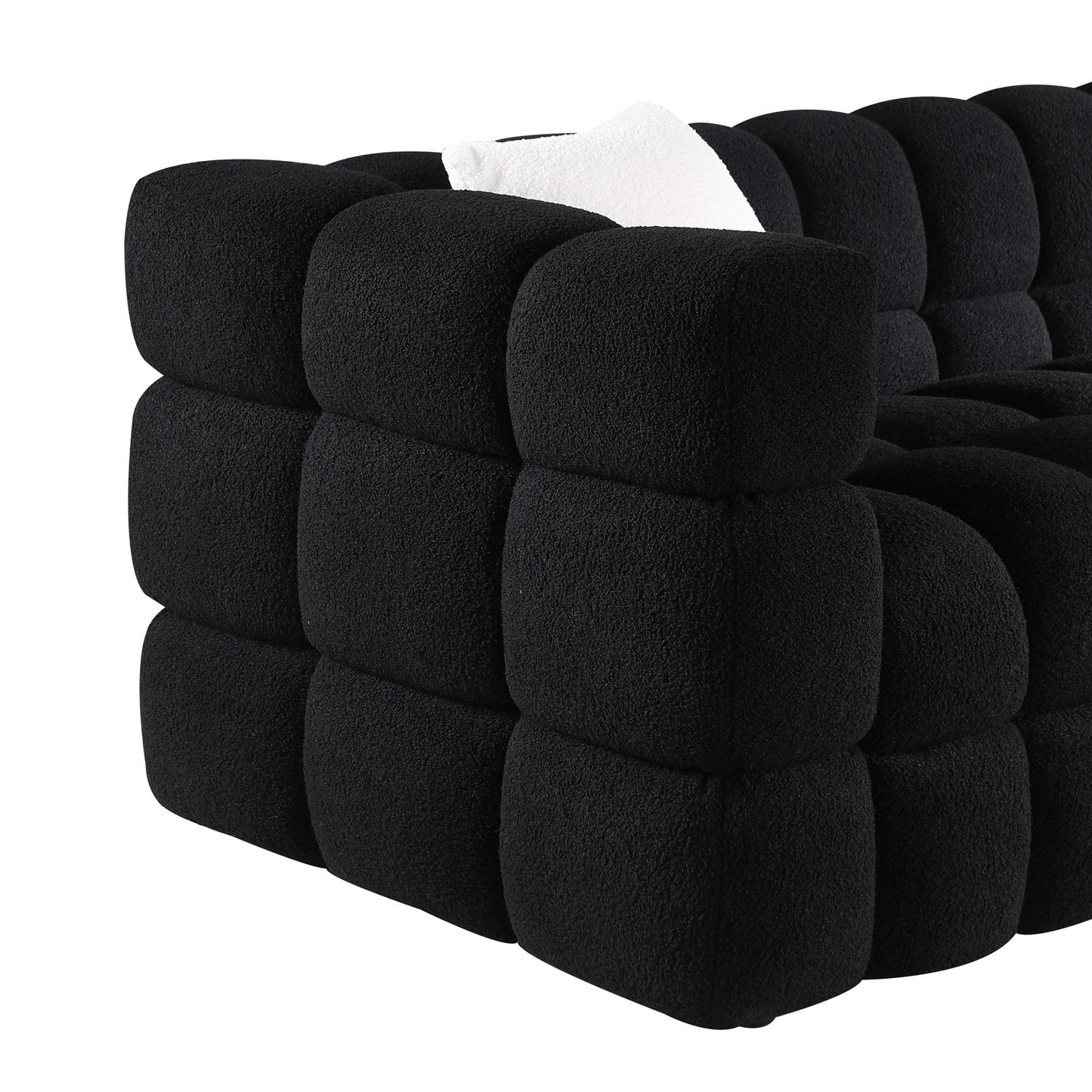 84.3 length ,35.83" deepth ,human body structure for USA people,  marshmallow sofa,boucle sofa ,White color,3 seater