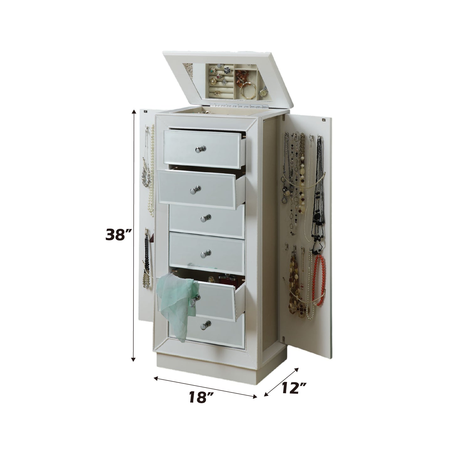 Talor White Finish Jewelry Armoire