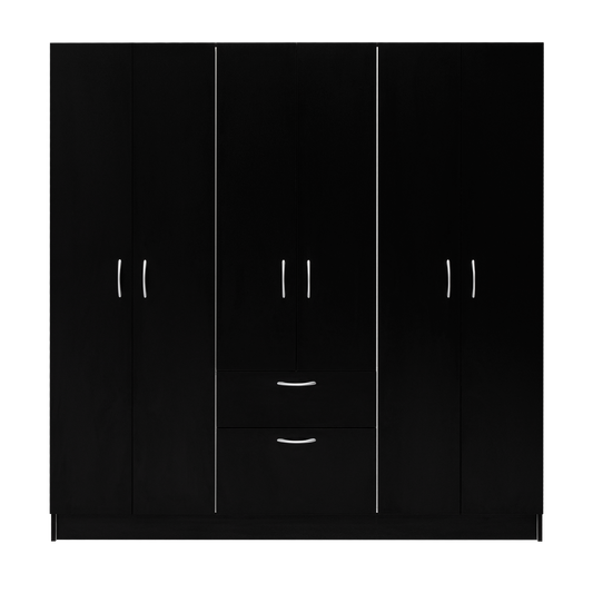 Six Doors Armoire Maya, Bedroom, Black / White