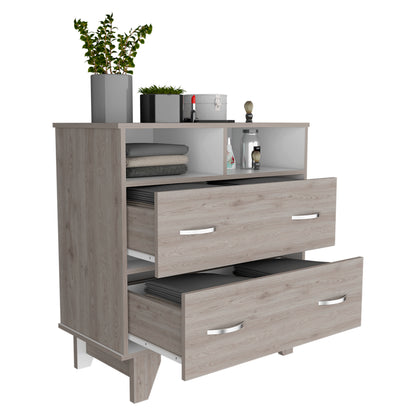 Double Drawer Dresser Arabi, Bedroom, Light Gray / White