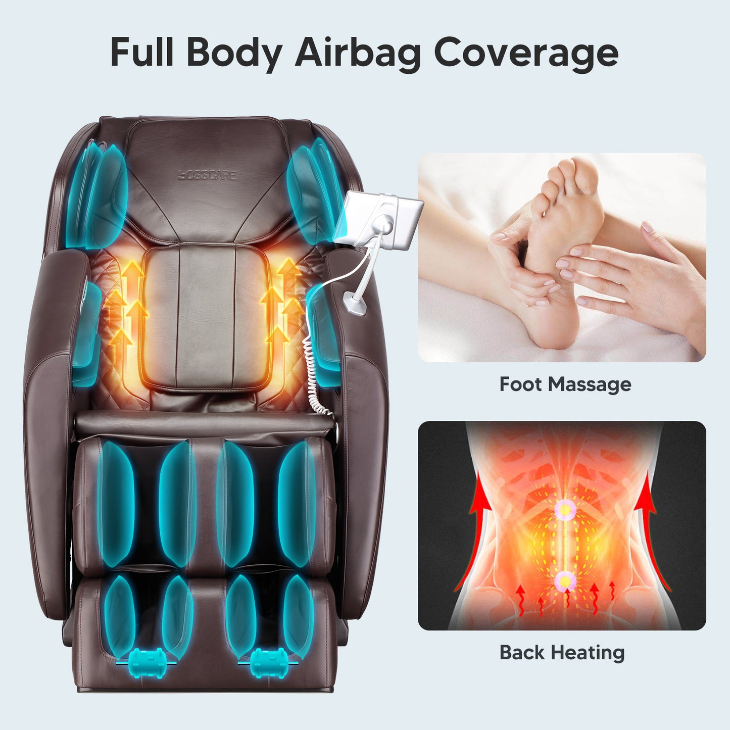 BOSSCARE  New Massage Full Body Chairs with AI Voice, App Control Zero Gravity Shiatsu Recliner Massage Chair Brown