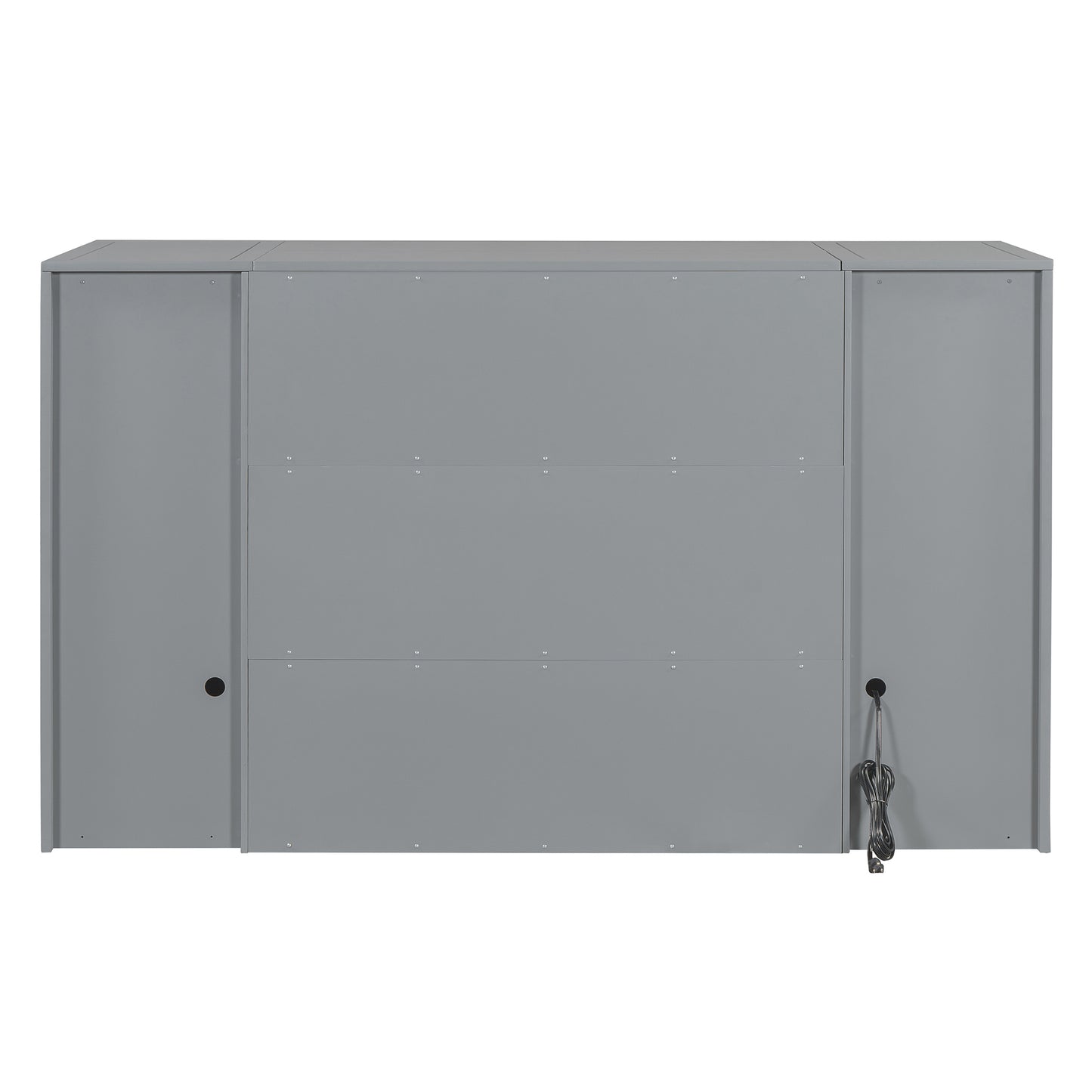 Twin Size Murphy Bed with Drawers, Cabinets and USB Ports,Gray