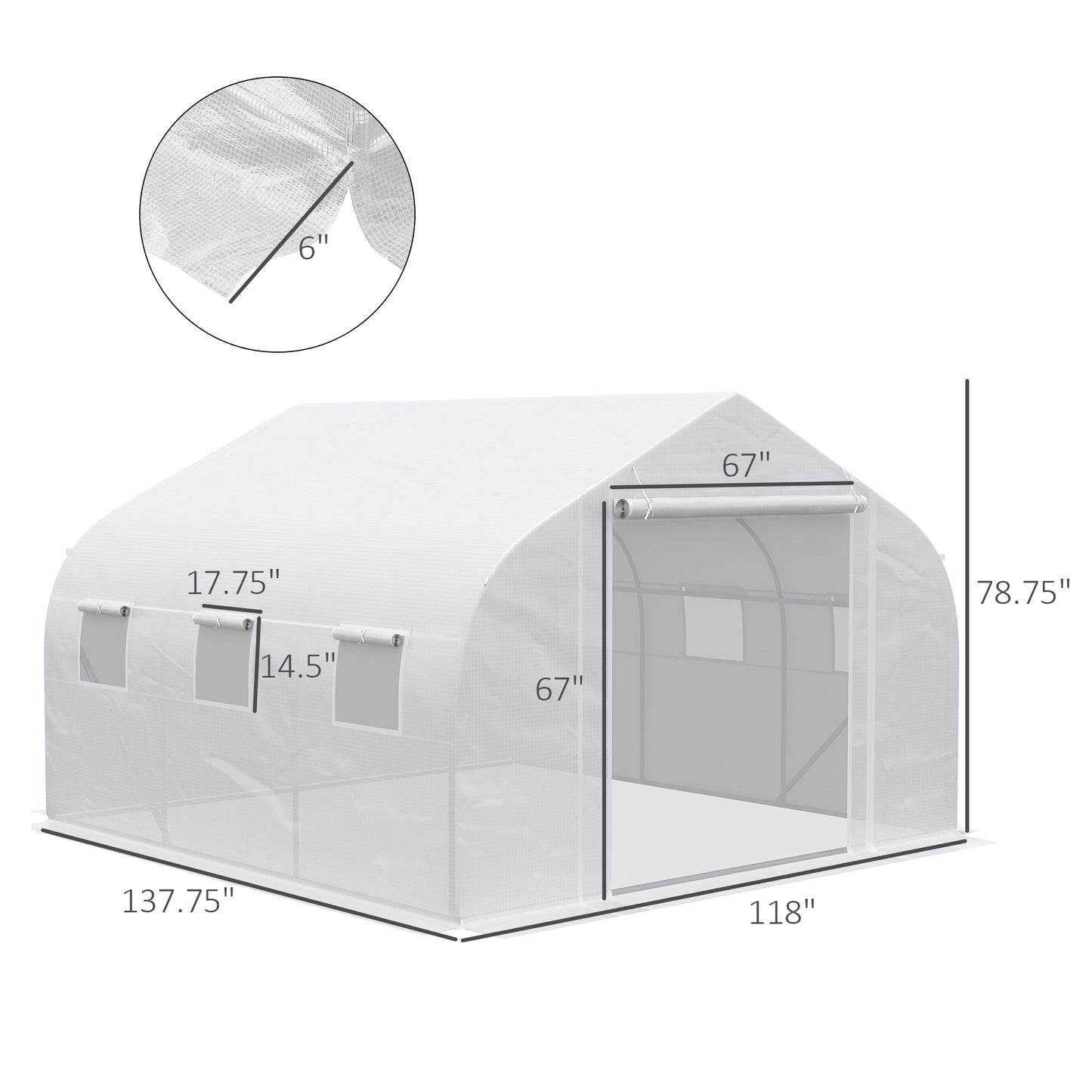 Outsunny 12' x 10' x 7' Walk-in Greenhouse, Tunnel Green House with Zippered Mesh Door and 6 Mesh Windows, Gardening Plant Hot House with Galvanized Steel Frame, White