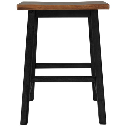 TOPMAX Farmhouse Rustic 2-piece Counter Height Wood Kitchen Dining Stools for Small Places, Walnut+Black