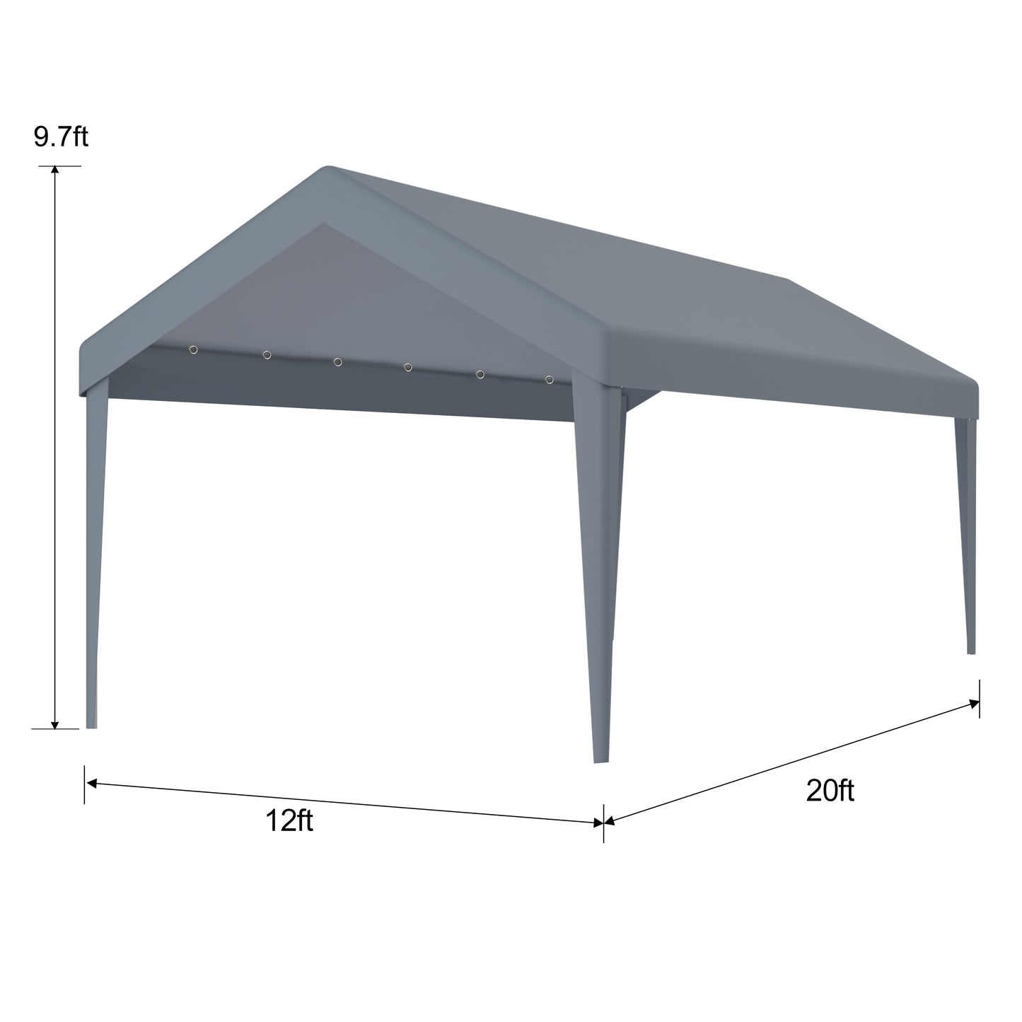 12x20ft Carport Replacement Canopy Cover, Waterproof & UV Protected Tarp with 76 Elastic Buckles Suit for Garage Shelter, Frame is Not Included,grey