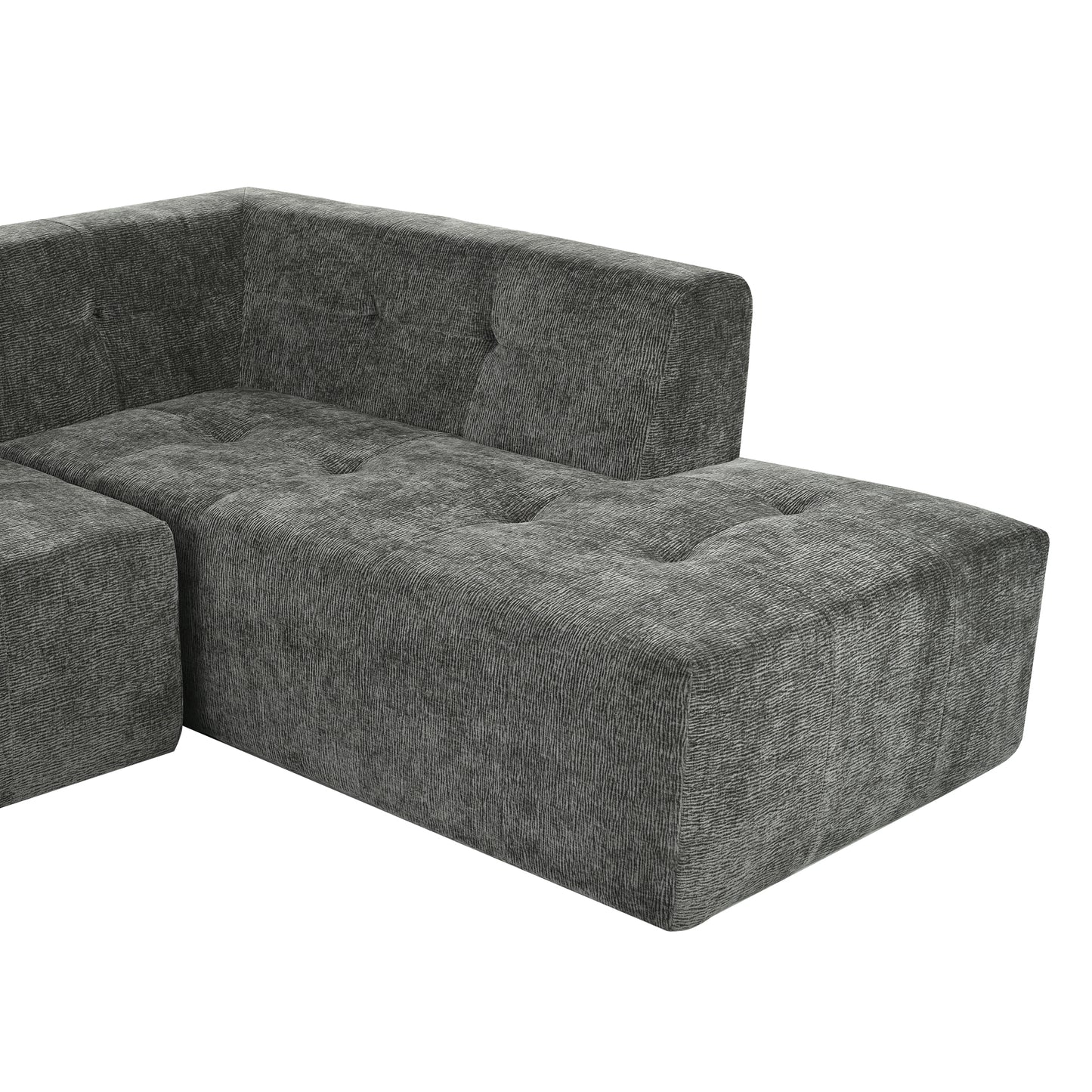 112.2*74" Modular Modular Combination Living Room Sofa Set, Modern Minimalist Sofa, Living Room Upholstered Sofa Bed, Bedroom, 2pcs Computer Free Combination, L-Shaped, Black Gray