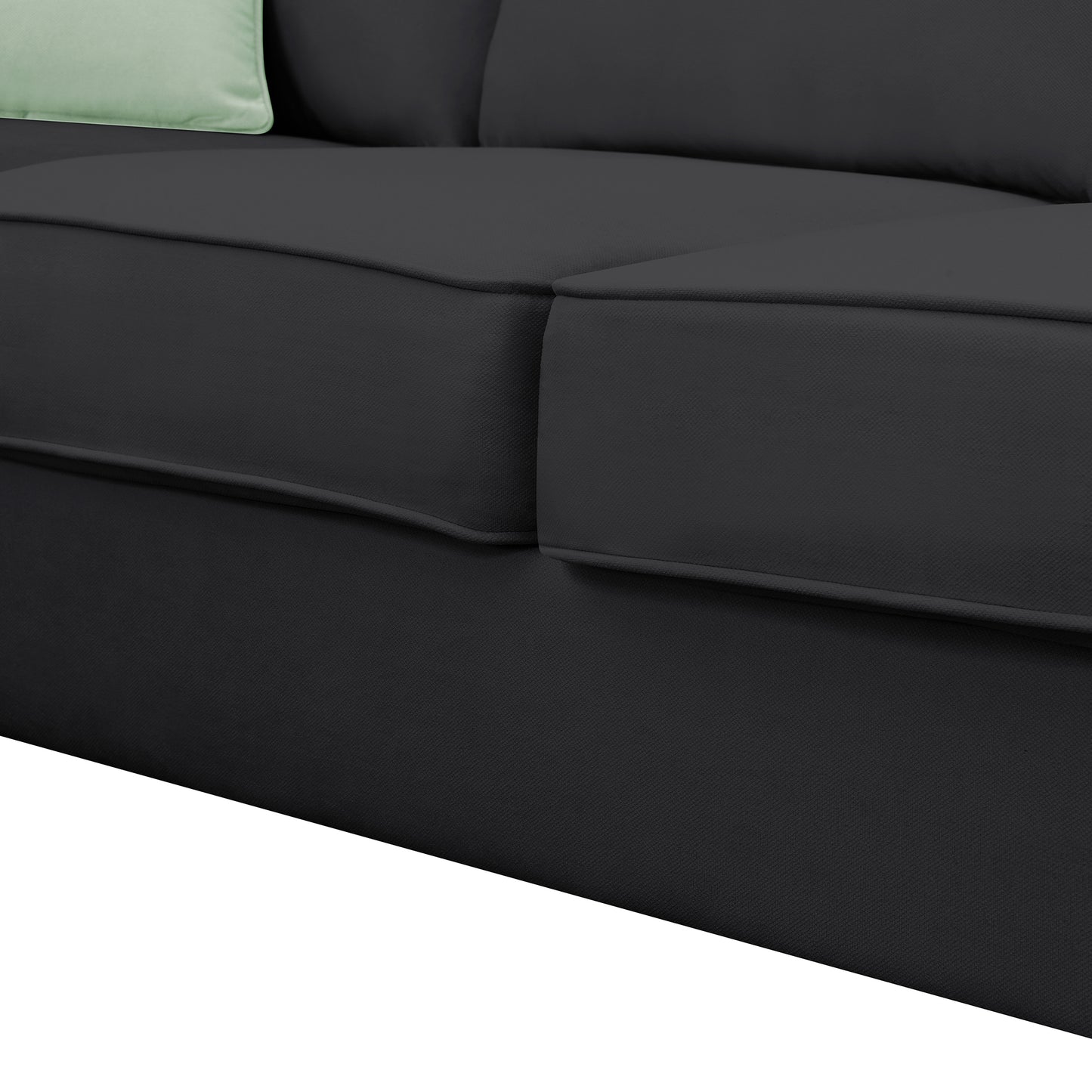112x87" Sectional Sofa Couches Living Room Sets, 7 Seats Modular Sectional Sofa with Ottoman, L Shape Fabric Sofa Corner Couch Set with 3 Pillows, Black(New of GS008210AAB)