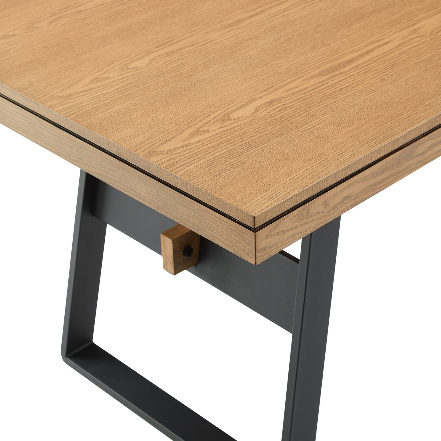 Modern Industrial Metal and Wood Large Dining Table – Light Oak