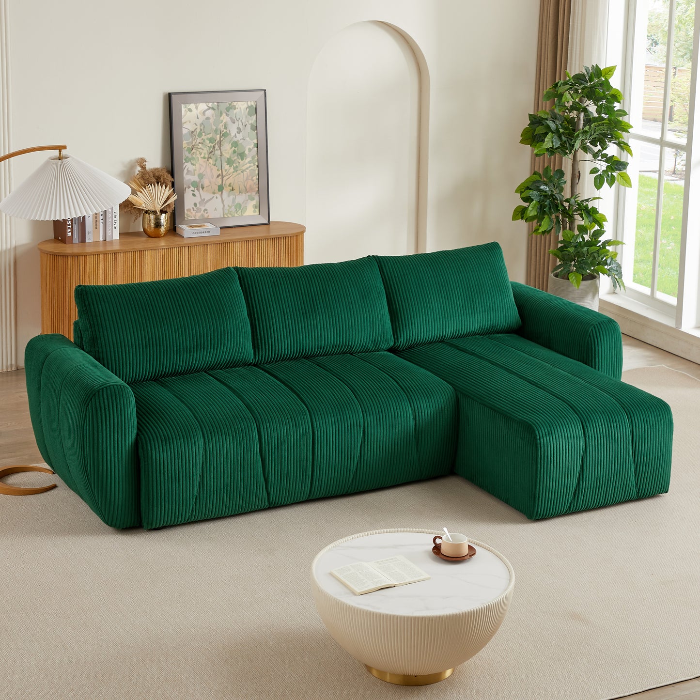 Convertible Sectional Sofa Couch,  Modern Fabric 3 Seater L-Shaped Couch for Living Room, Apartment, Office, Small Space