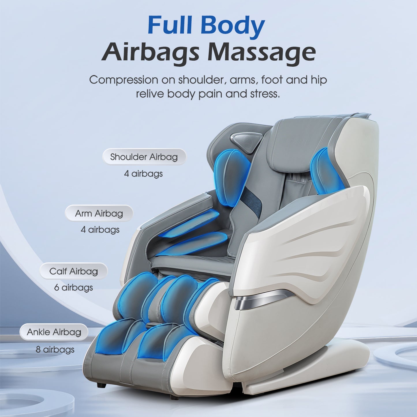 BOSSCARE  New Update GR8686 Massage Chairs with AI Voice, App Control SL Track Zero Gravity Full Body Massage Recliner Gray