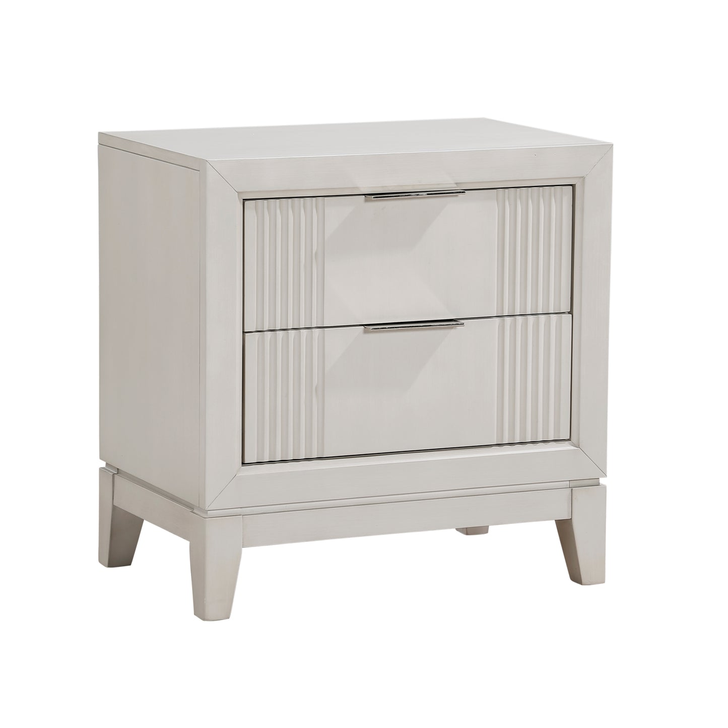 Antique White Finish 1pc Nightstand with 2x Drawers Modern Bedroom Furniture, Reeded Fronts, Bedside Cabinet with Drawers