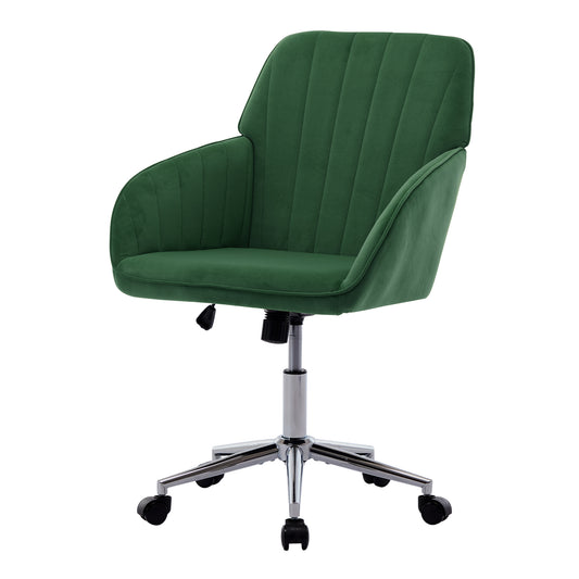 TY Adjustable Office Chair, Ergonomic Swivel Chair with Velvet Backrest Seat in Green, Comfortable for Long Sitting