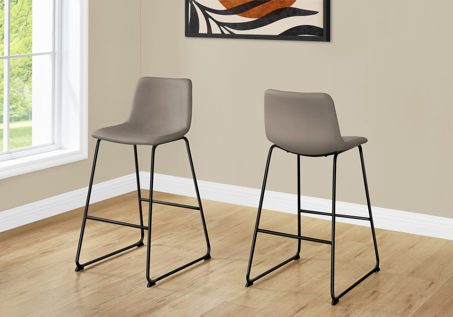 Office Chair, Bar Height, Standing, Computer Desk, Work, Brown Leather Look, Black Metal, Contemporary, Modern