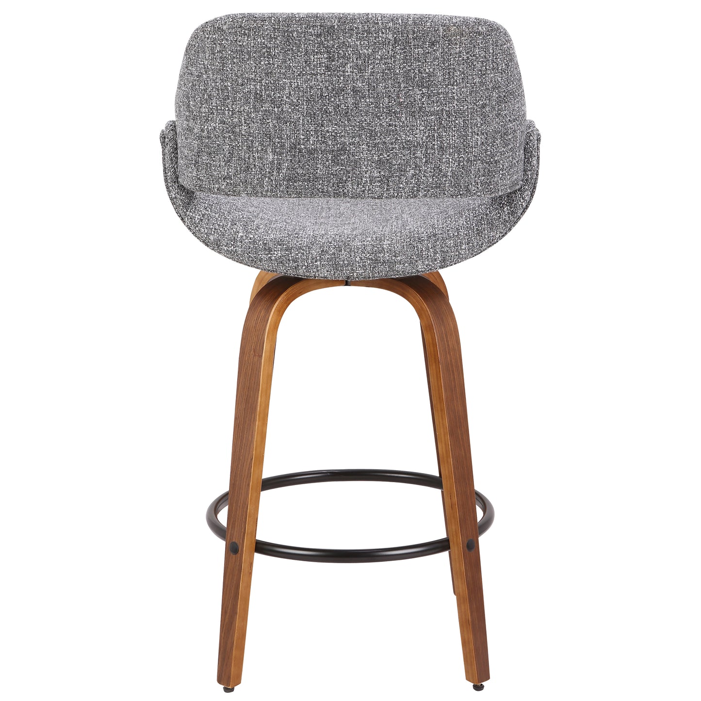 Fabrico Mid-Century Modern Counter Stool in Walnut and Grey Noise Fabric by LumiSource