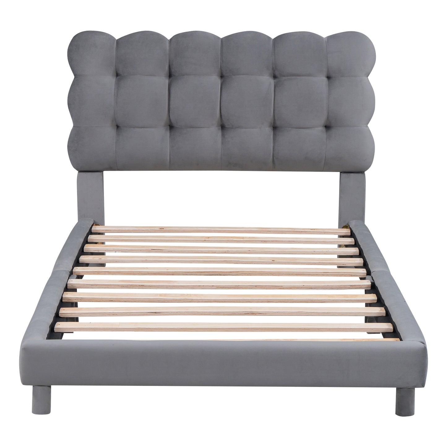 Twin Size Upholstered Platform Bed with Soft Headboard,Gray