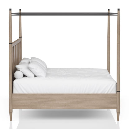 King Canopy Bed in Sand Colored Finish