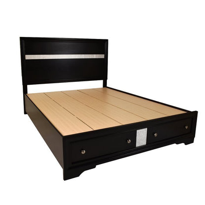 Traditional style King Size Storage Bed made with Wood in Black