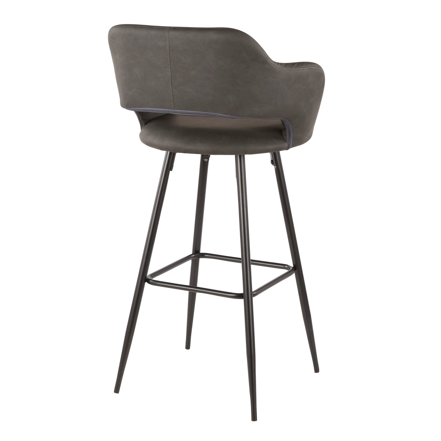 Margarite Contemporary Barstool in Black Metal and Grey Faux Leather by LumiSource - Set of 2