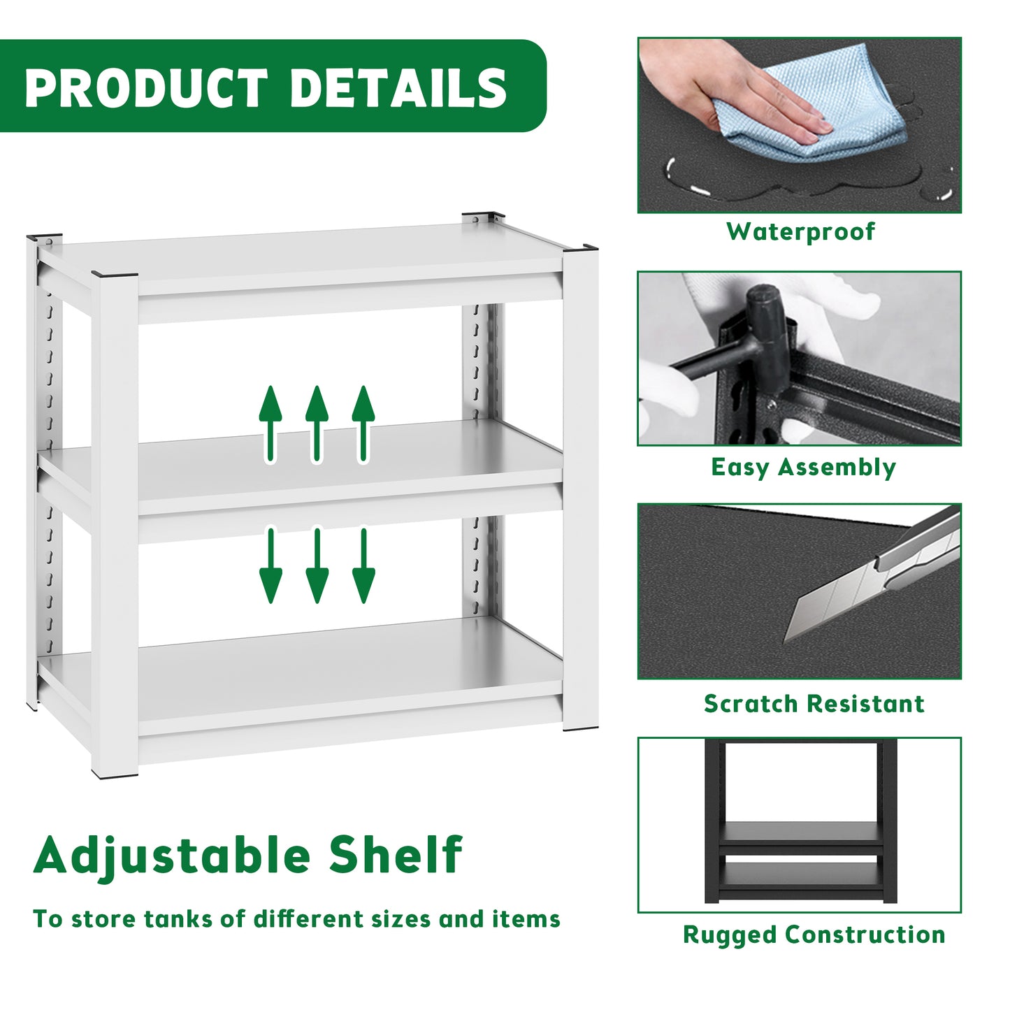 40-50 Gallon Fish Tank Stand - Metal Aquarium Stand, 31.5 "L x 18 "W x 34"H Adjustable Heavy Duty Reptile Tank Stand, Adjustable 3-Tier Fish Tank Rack Shelf for Home Office, Tank Not Included