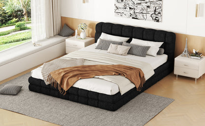 Queen Size Upholstered Platform Bed, Black