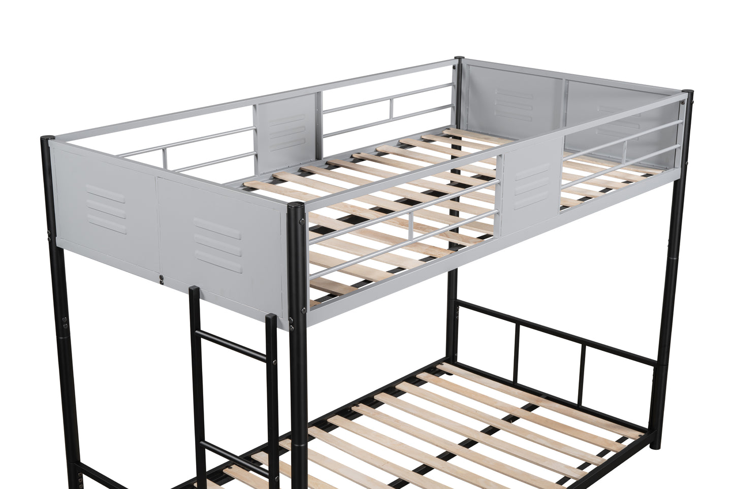 Metal Twin over Twin Bunk Bed with Vent Board/ Heavy-duty Sturdy Metal/ Noise Reduced/ Safety Guardrail/ CPC Certified