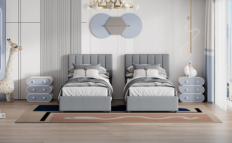 King Size Upholstered Platform Bed with a Hydraulic Storage System, Gray