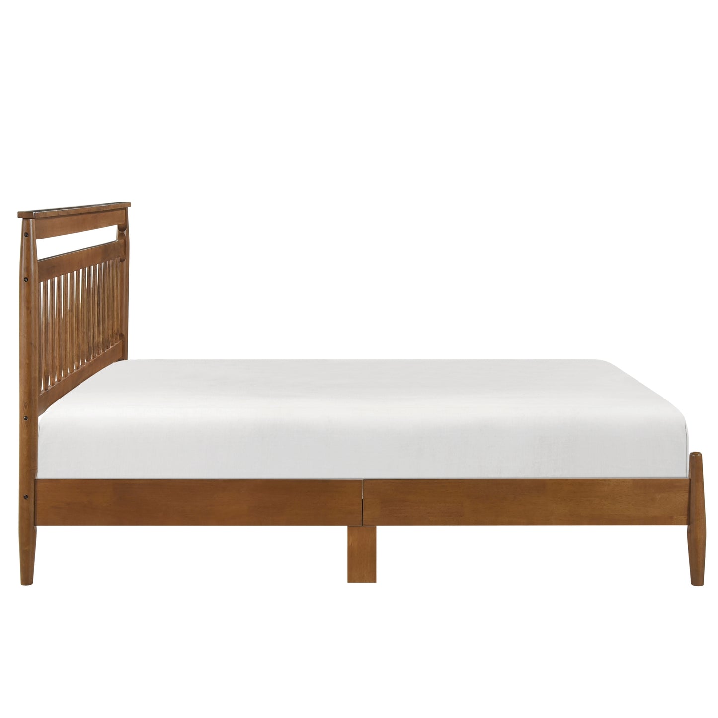 Transitional Design Eastern King Platform Bed Chestnut Finish Wood Frame Bedroom Furniture 1pc Bed in a Box