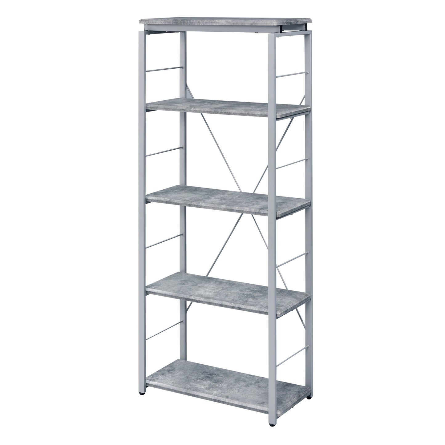 Grey and Silver 4-shelf Bookcase