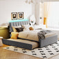 Teddy Fleece Full Size Upholstered Platform Bed with Twin size Trundle, Gray