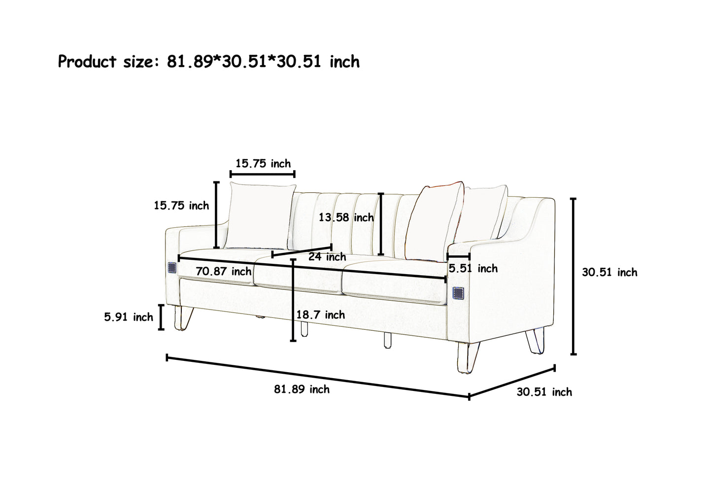 FX-P85-3S-PK (3 SEATS SOFA) Luxury pink Velvet Sofa with Gold Accents - Modern 3-Seat Couch with Plush Cushions, Perfect for Living Room and Office Decor(TEMU Suitable)