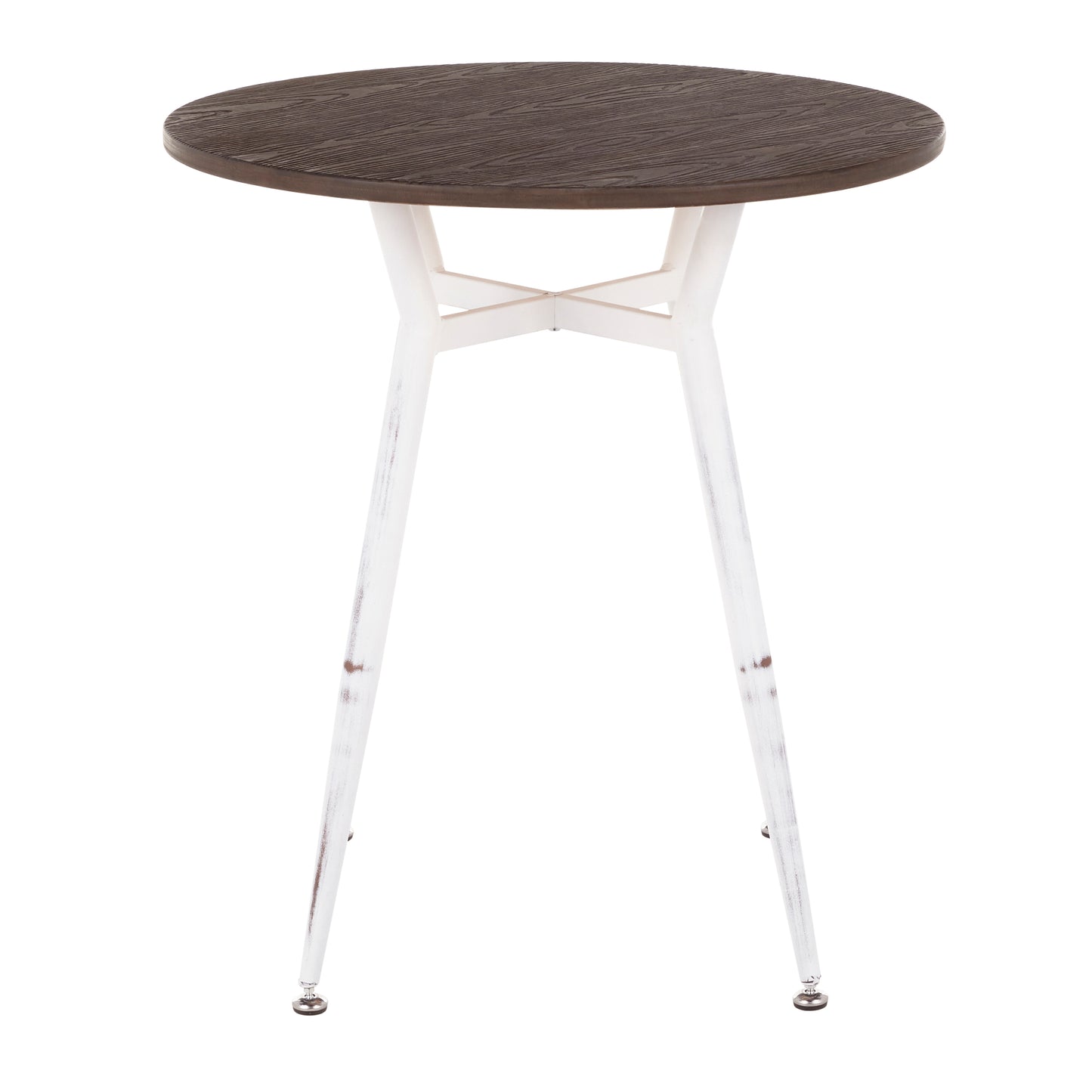 Clara Industrial Round Dinette Table in Vintage White Metal and Espresso Wood-Pressed Grain Bamboo by LumiSource