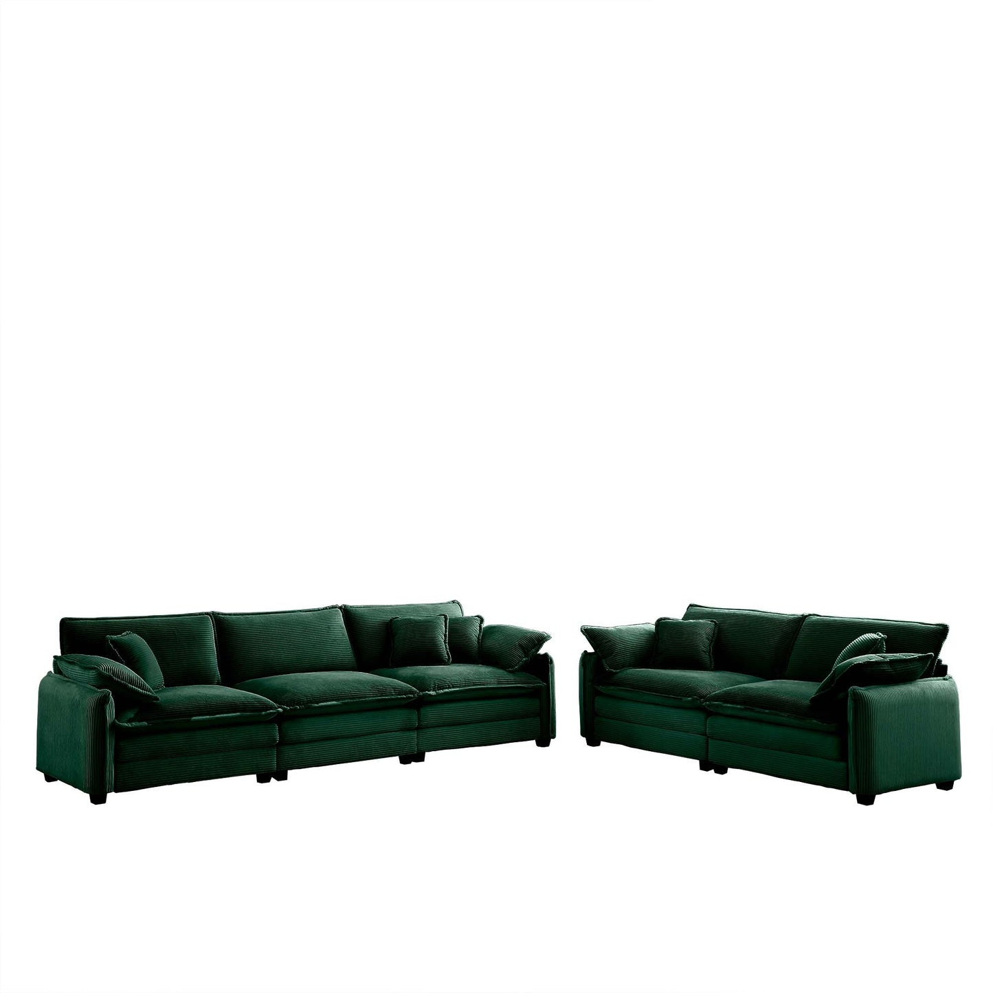 Family sofa set Deep Seat Sofa, Warm Sofa for Home Cinema and Living Room, One 2-Seater Sofa and One 3-Seater Sofa,Green Corduroy