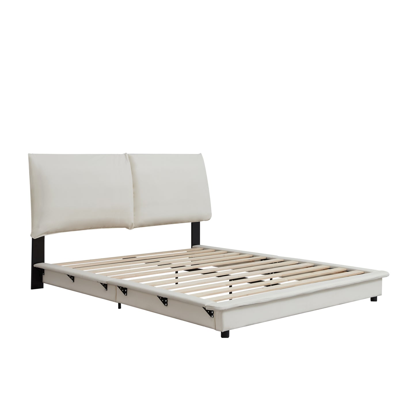 Upholstered Floating Bed Frame with Motion Activated LED Queen Size