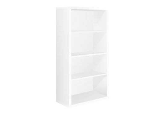 Bookshelf, Bookcase, Etagere, 5 Tier, 48"h, Office, Bedroom, White Laminate, Contemporary, Modern