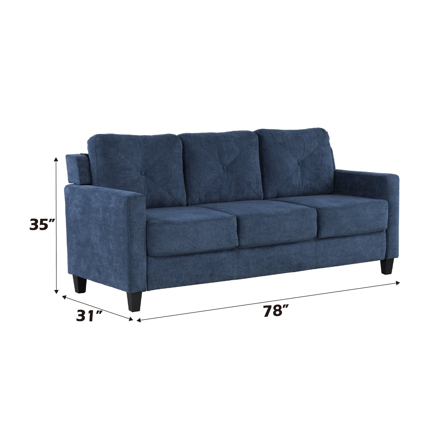 Horatio Navy Chenille 3 Seater Sofa