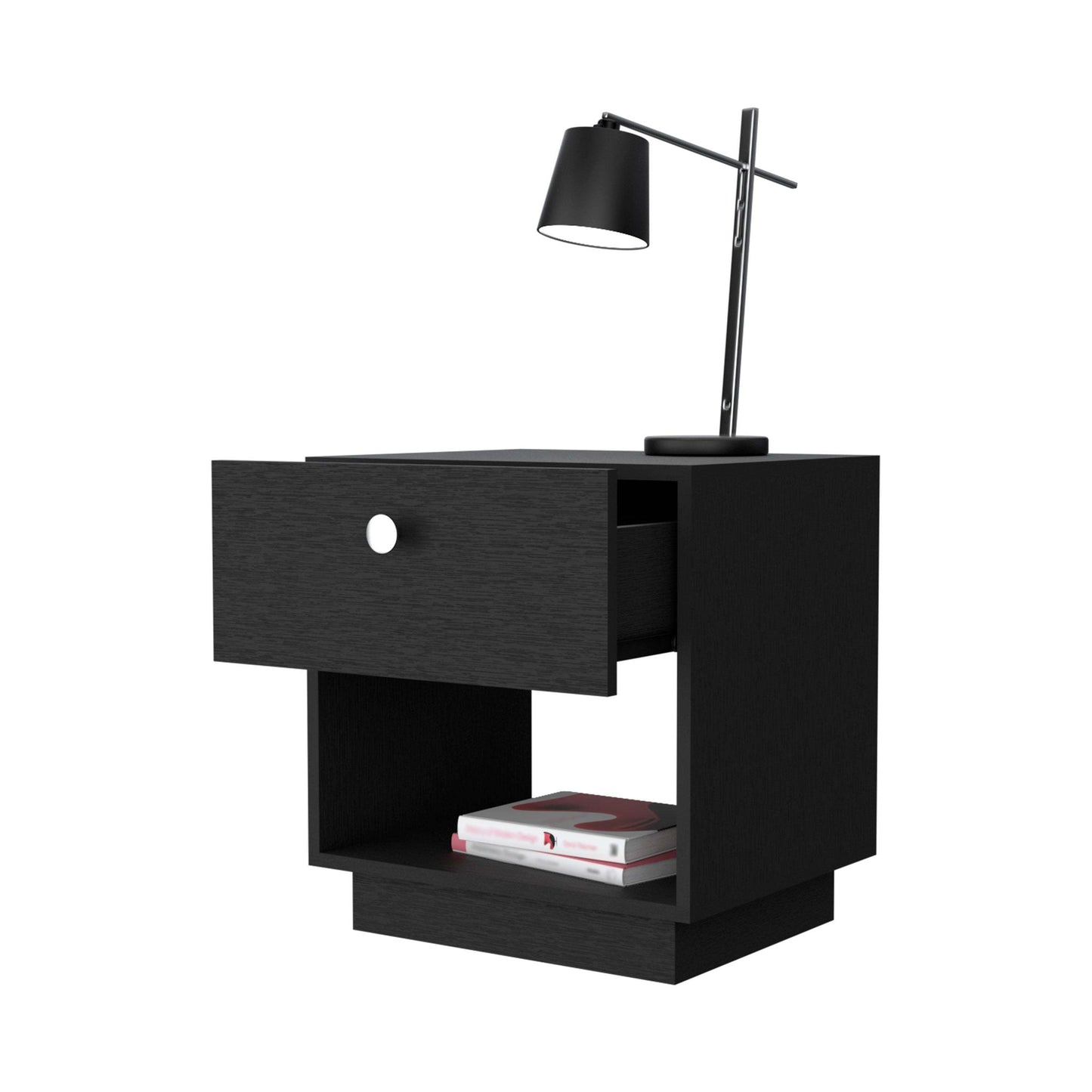 Black 1-Drawer Nightstand