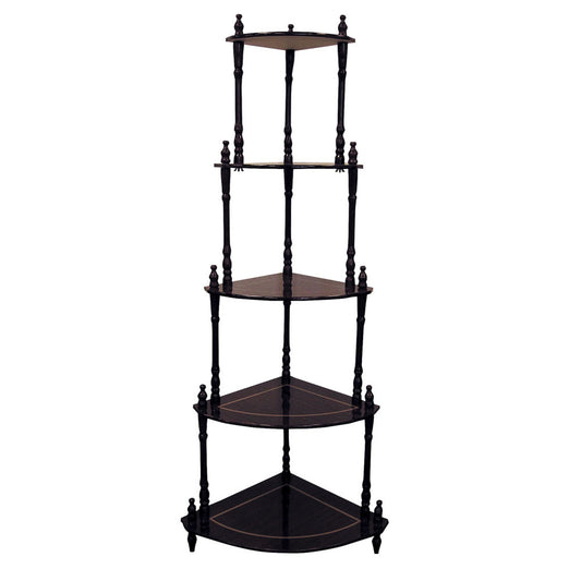 47.5" Tall 5-Tier Wooden Standing Corner Shelf, Cherry Finish