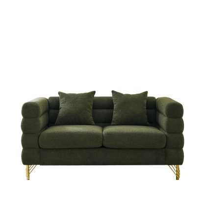 3-seater + 2-seater Combination sofa.Green teddy