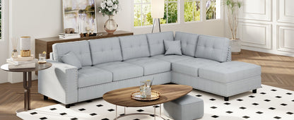 U_Style 109.2''L-shaped Modular Sectional Sofa with Removable  Back Cushions and 2 Pillows, Suitable for Living rooms, Offices, and Apartments