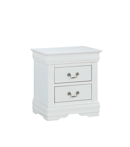 1pc Nightstand White Louis Philippe Solid wood English Dovetail Construction Antique Nickle Hanging Pulls