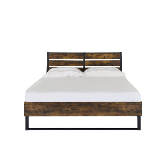 Juvanth Rustic Oak & Black Finish E. King Bed