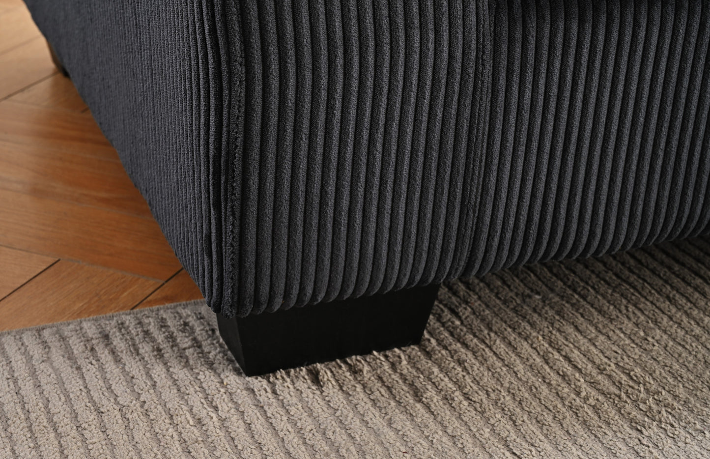 Container Furniture Direct Luxe Oversized Two-Piece Left Facing Sectional Couches for Living Room, 102.4-Inch L Shaped Sofa with Chaise, Upholstered with Corduroy Fabric, Black