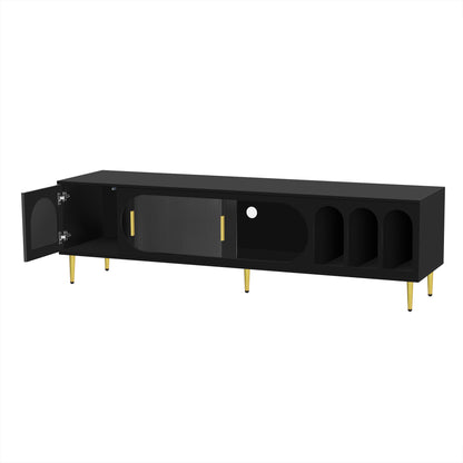 U-Can Modern TV Stand for up to 70 Inch TV, Entertainment Center TV Media Console Table, with 3 Shelves and 2 Cabinets, TV Console Cabinet Furniture for Living Room (Old SKU: WF314645AAB)