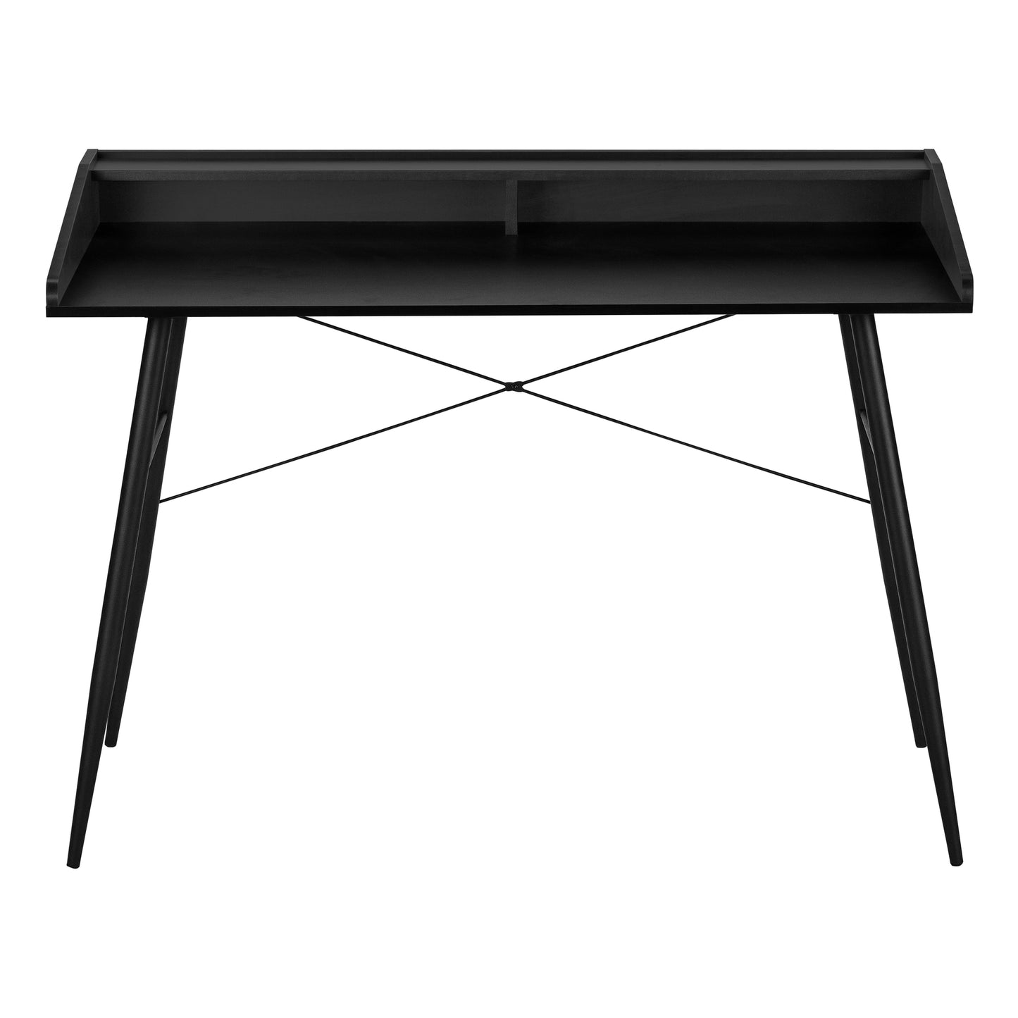 Computer Desk, Home Office, Laptop, Storage Shelves, 48"l, Work, Black Laminate, Black Metal, Contemporary, Modern