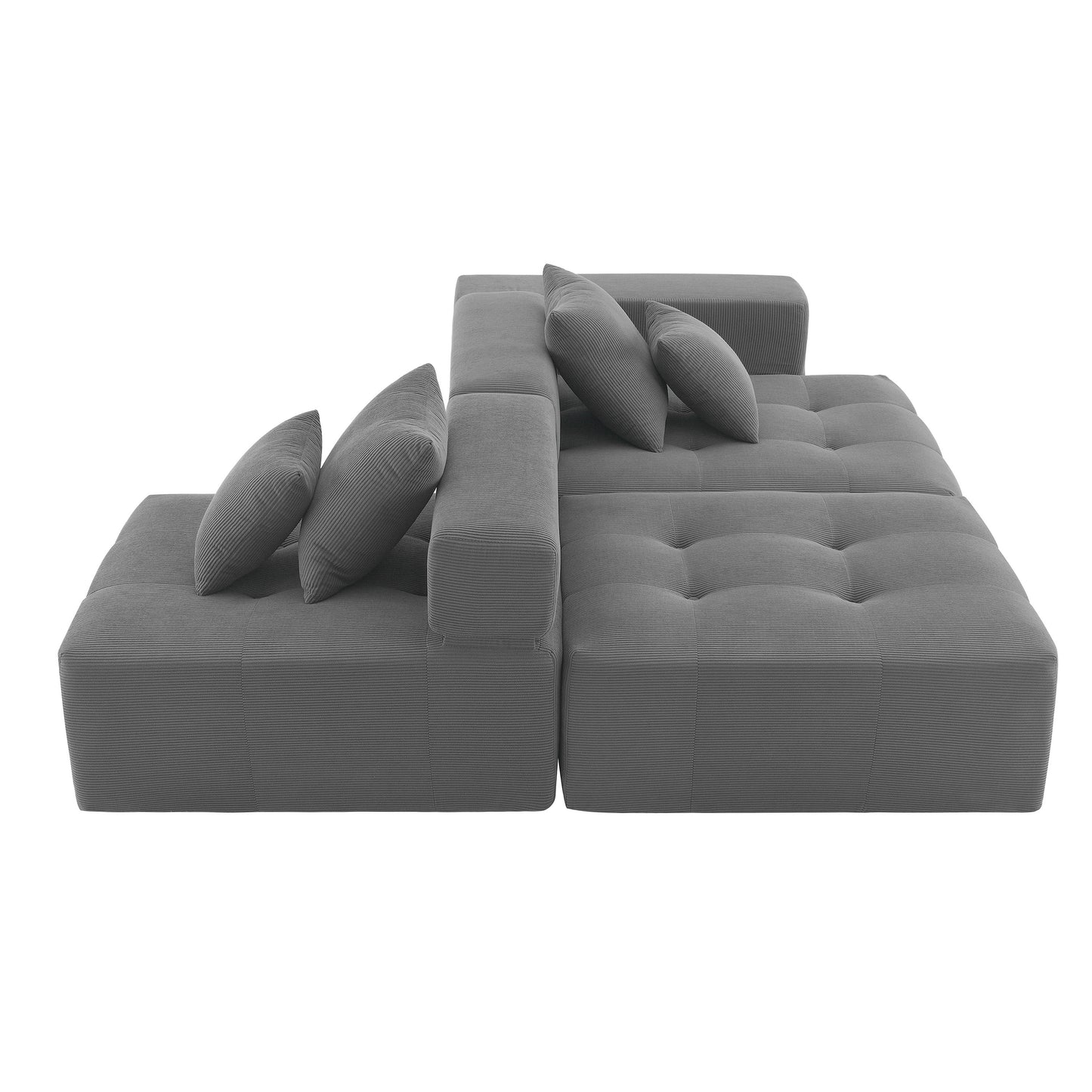 105.5''L Shaped Modular Sectional Sofa,Minimalist Corduroy Floor Couch Set,Convertible Foam-Filled Cloud Compressed Couch for Living Room,3 PC Free Combination,No Assembly Required,3 Colors